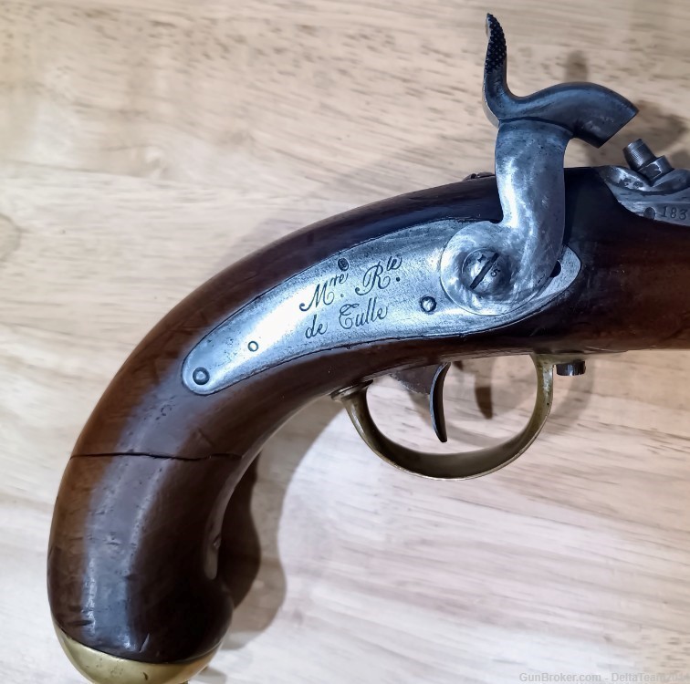 Rare Antique - Authentic 1837 French Navy Black Powder Pistol - Dated 1839-img-2