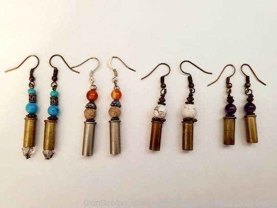 Bullets, Crystals & Bling Earrings. 4 pair. Handmade. 1 of 1. E1. *REDUCED*-img-0