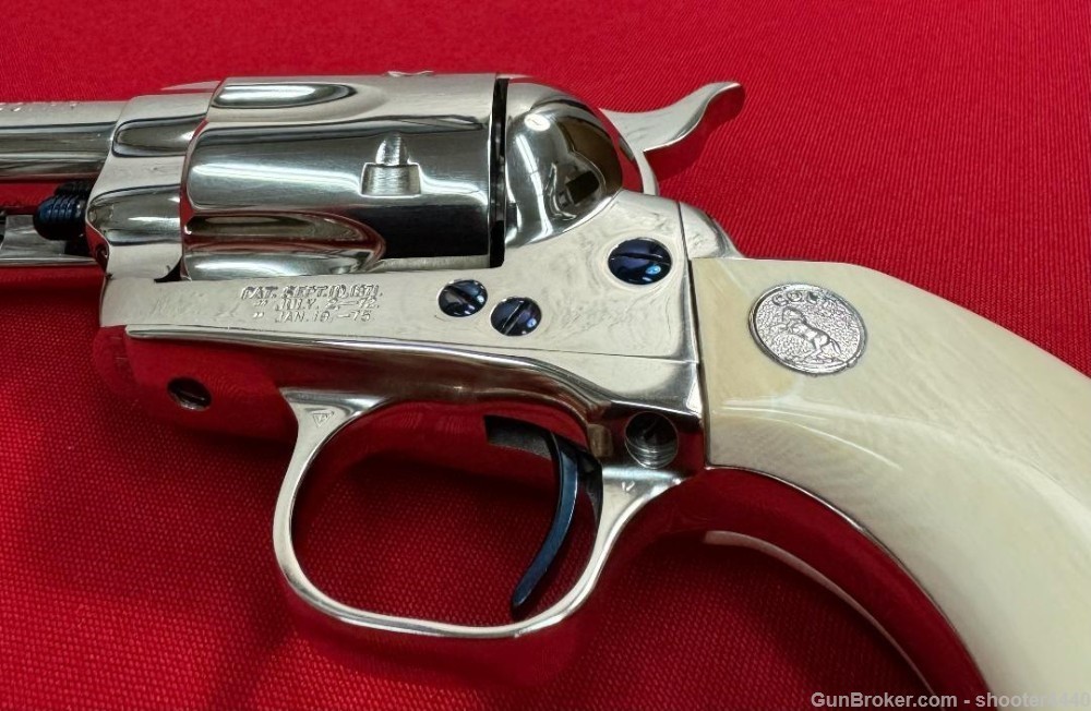 Colt Single Action Army SAA .44-40 4 3/4 NICKEL Factory BP Frame STUNNING!-img-16