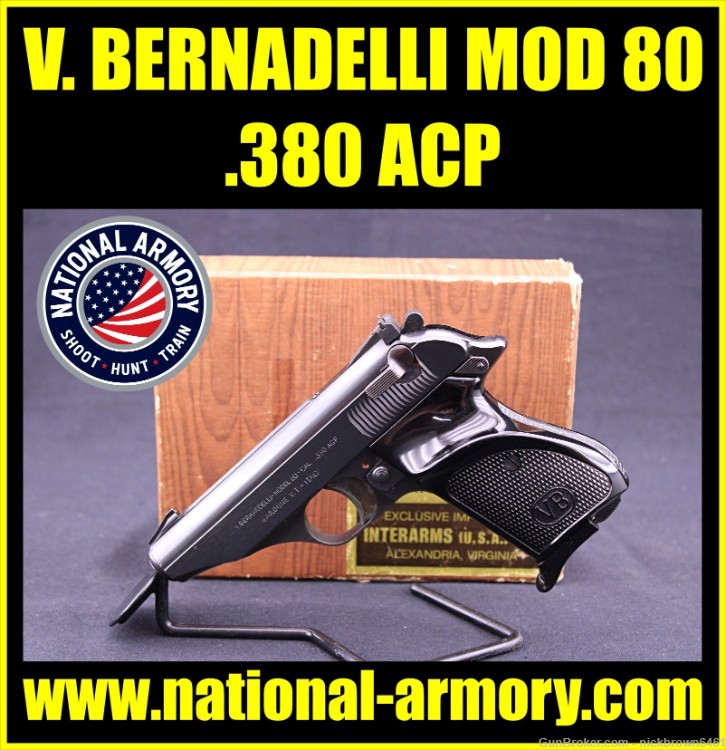 V. BERNADELLI MODEL 80 380 AUTO ITALY MFG BLUED TARGET GRIP MANUAL SAFETY-img-0
