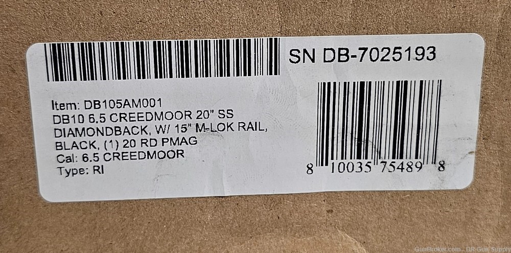 Diamondback DB10 6.5 Creedmoor 20" 20RD DB105AM001 A2 NO CC FEES!-img-3