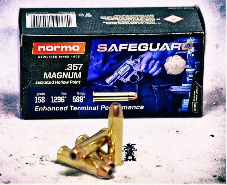 357 Mag NORMA 357 MAGNUM 158 Grain JHP HOLLOW POINT Safe Guard 50 Rounds-img-3