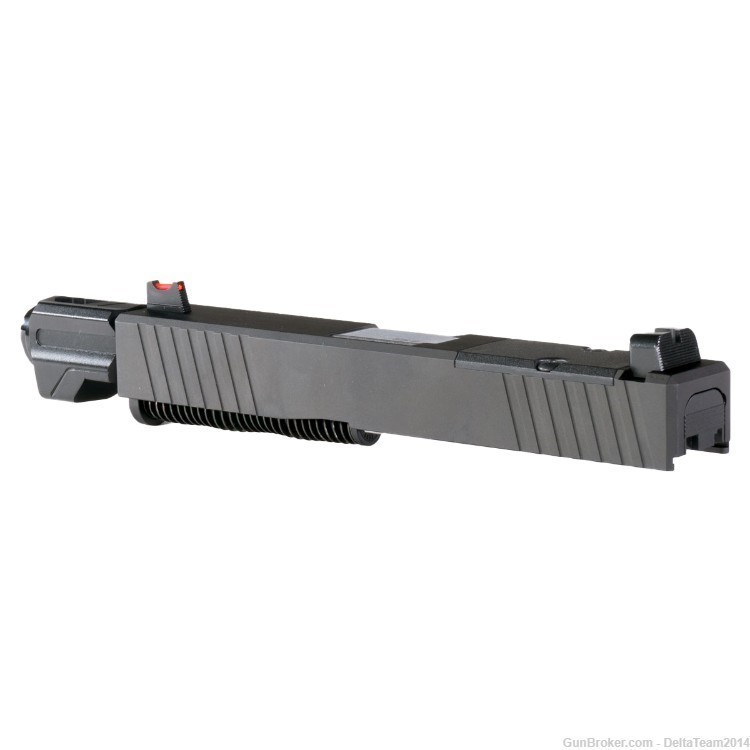 Complete Slide for Glock 19, Tyrant Designs Compensator, Fiber Optic Sights-img-3