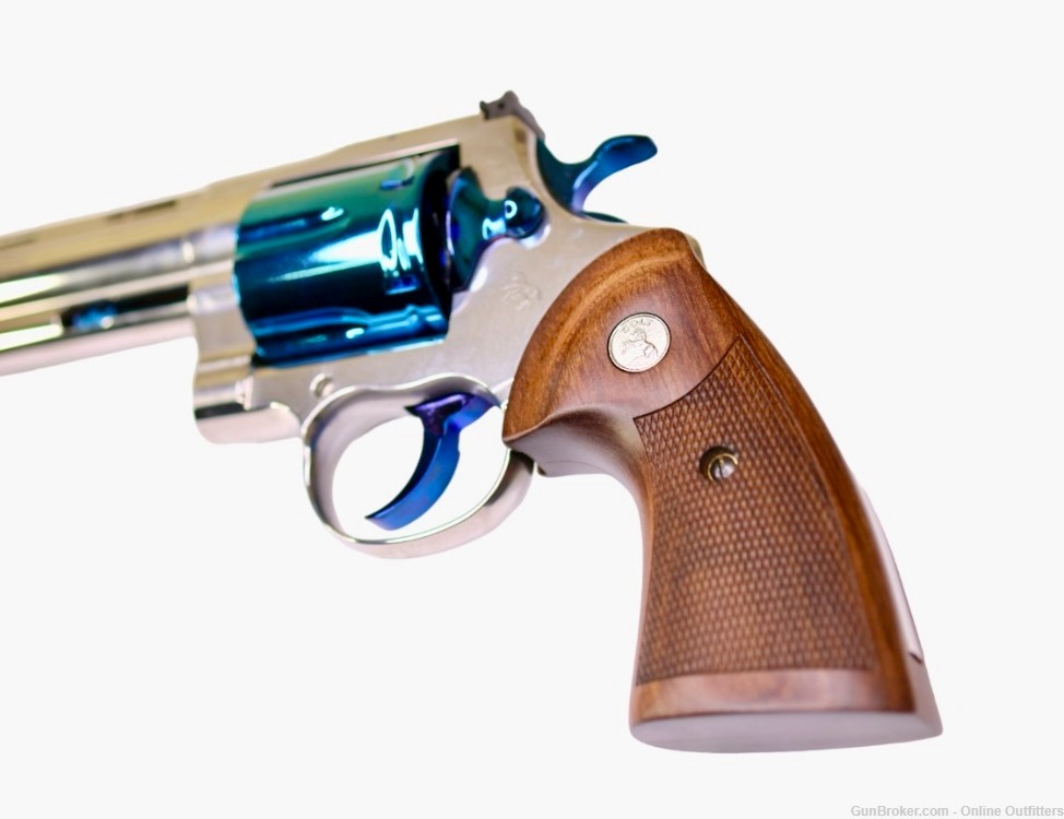 Custom Colt Anaconda Blue PVD Finish 44 Mag 6" 6rd Stainless Wood Grips-img-2