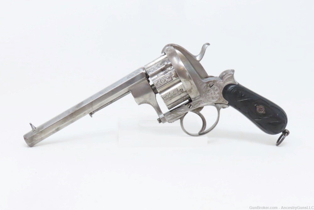 LARGE 10-SHOT 11MM PINFIRE JOSEPH CHAINEUX BREVETE Revolver  c1860s Antique-img-1