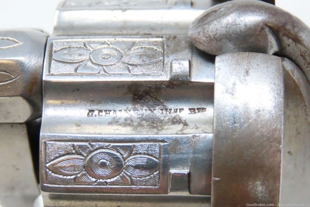 LARGE 10-SHOT 11MM PINFIRE JOSEPH CHAINEUX BREVETE Revolver  c1860s Antique-img-6