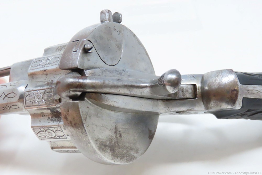 LARGE 10-SHOT 11MM PINFIRE JOSEPH CHAINEUX BREVETE Revolver  c1860s Antique-img-8