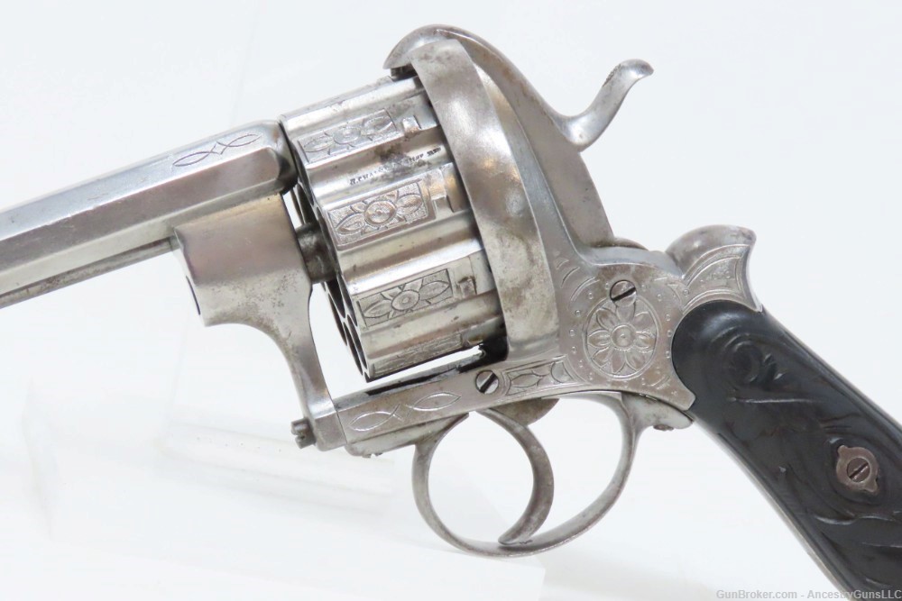 LARGE 10-SHOT 11MM PINFIRE JOSEPH CHAINEUX BREVETE Revolver  c1860s Antique-img-3