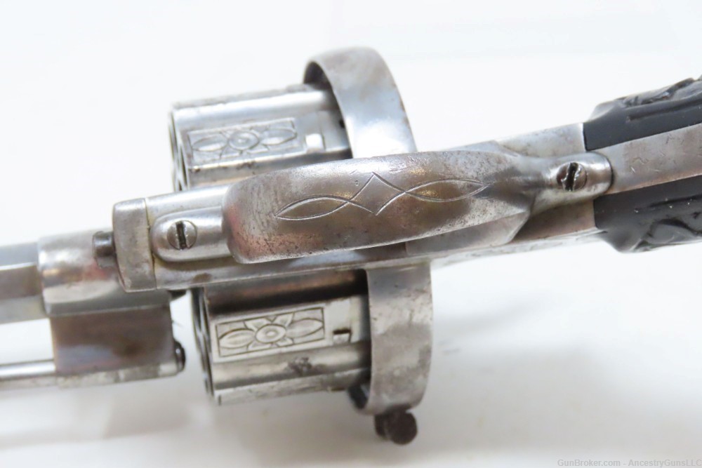 LARGE 10-SHOT 11MM PINFIRE JOSEPH CHAINEUX BREVETE Revolver  c1860s Antique-img-13