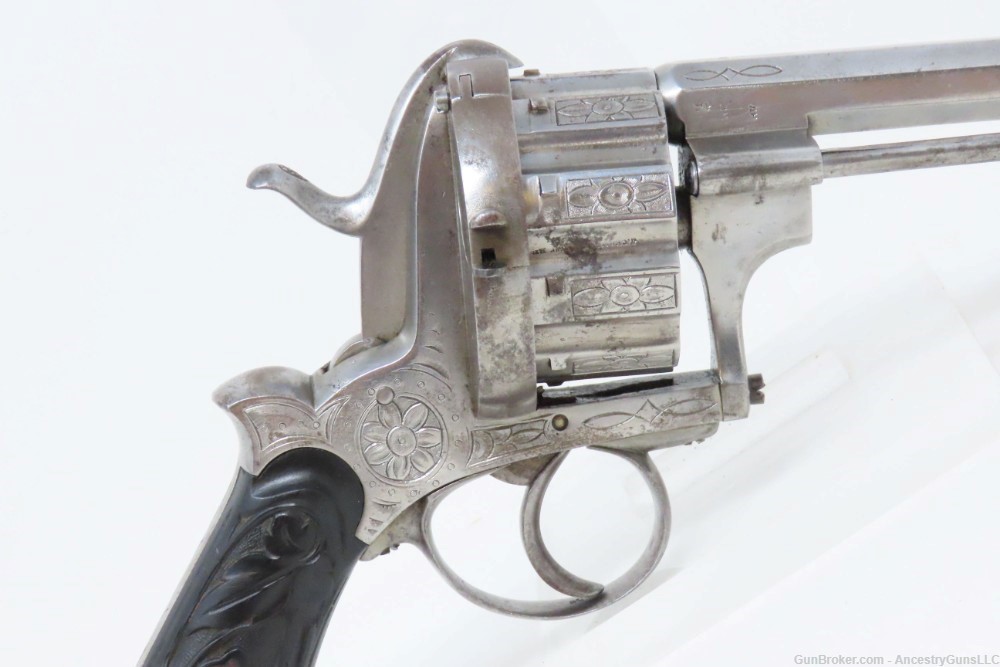 LARGE 10-SHOT 11MM PINFIRE JOSEPH CHAINEUX BREVETE Revolver  c1860s Antique-img-18