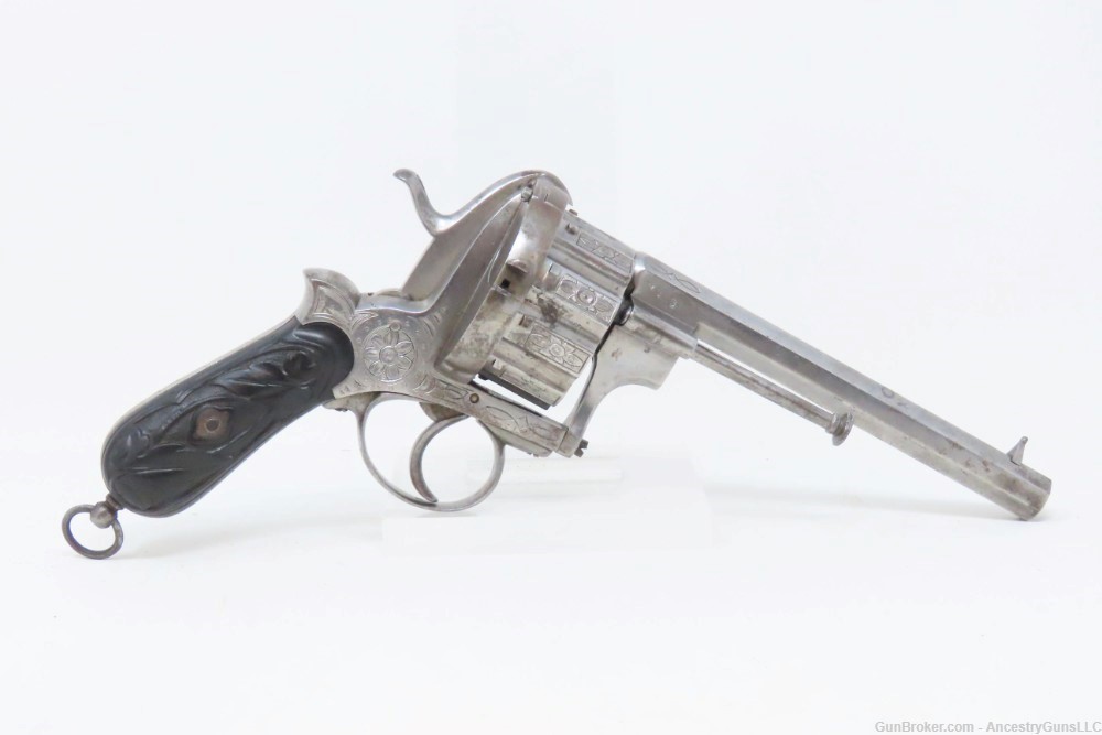 LARGE 10-SHOT 11MM PINFIRE JOSEPH CHAINEUX BREVETE Revolver  c1860s Antique-img-16