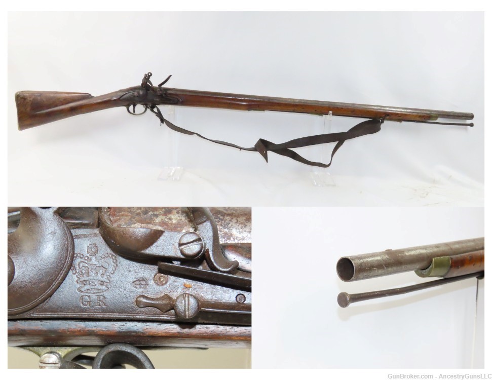 British BROWN BESS Flintlock Musket NAPOLEONIC WARS Imperial Colonial Antiq-img-0