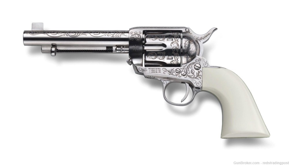 Cimarron Bat Masterson Frontier 5.5" 45 Colt Laser Engraved SA Revolver-img-1