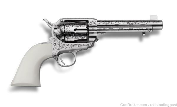 Cimarron Bat Masterson Frontier 5.5" 45 Colt Laser Engraved SA Revolver-img-0