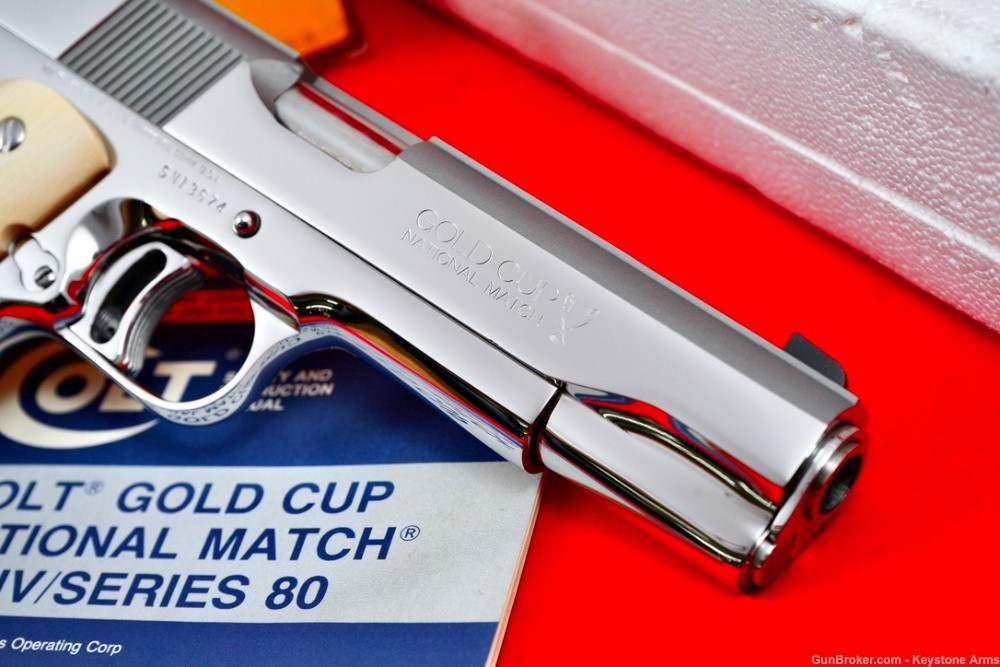 Spectacular 1988 Colt Gold Cup National Match .45 Mirror Polished & Ivory-img-7