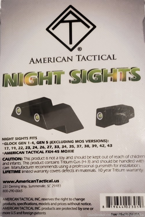 American Tactical ATI Metal Tritium Night Sights GLOCK Gen1 Thru Gen5 NEW-img-2