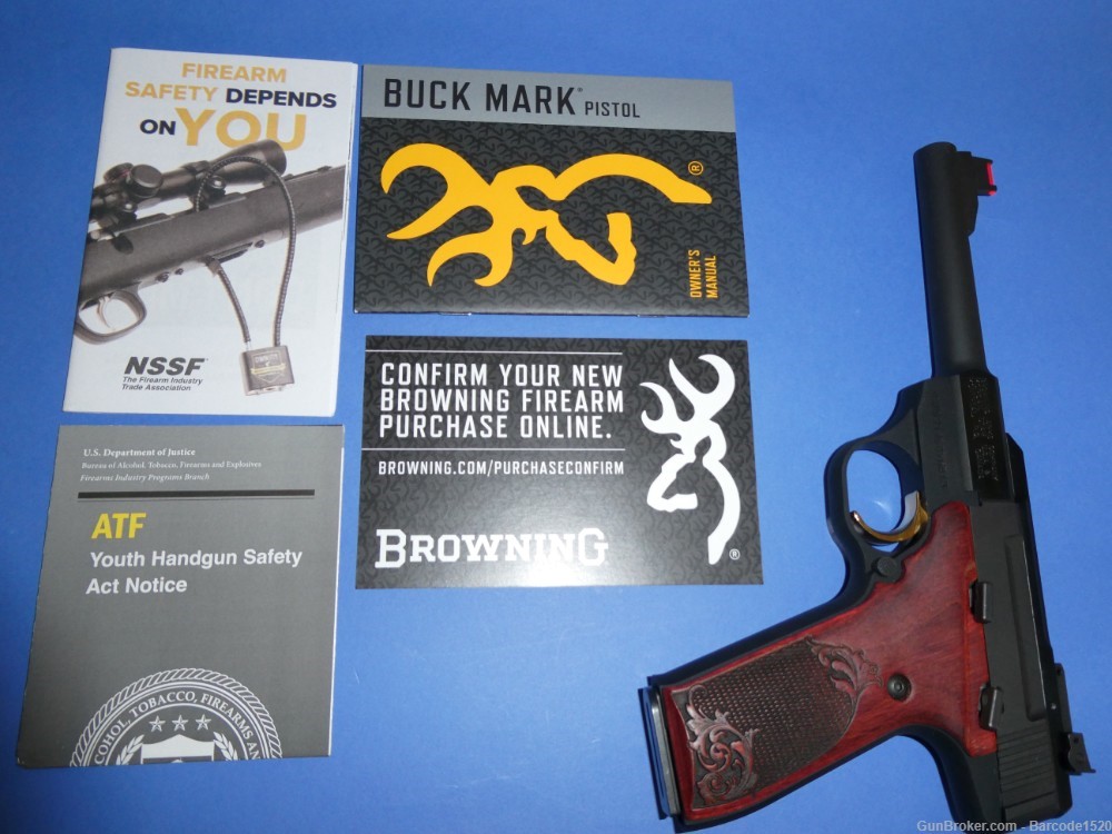 Browning Buck Mark Challenge Rosewood 22 LR Semi Automatic Pistol-img-7