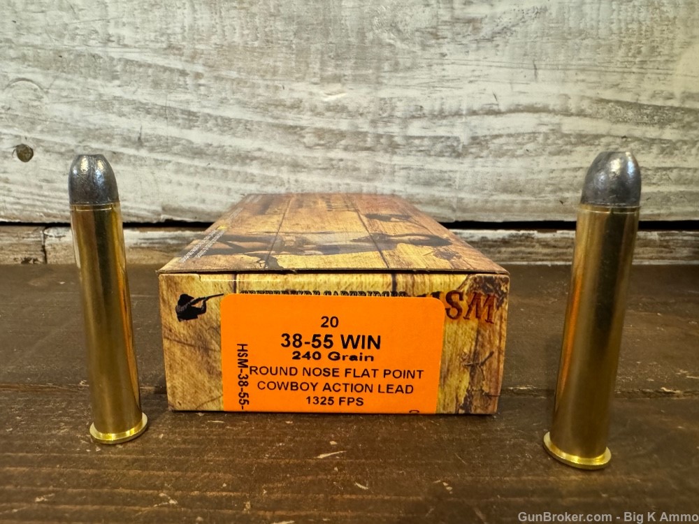 38-55 Winchester HSM 240 Grain Round nose flat point 20 Rounds No CC Fees-img-0