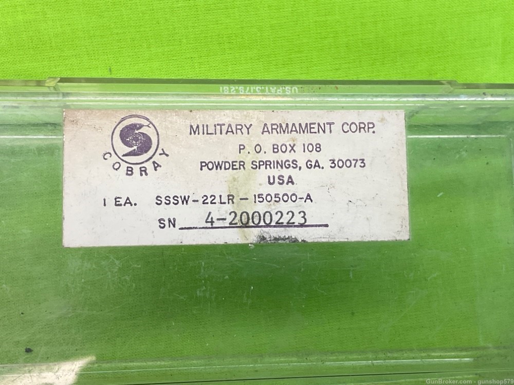 RARE AOW UNFIRED COBRAY MAC MILITARY ARMAMENT CORP. SSSW POWDER SPRINGS-img-1