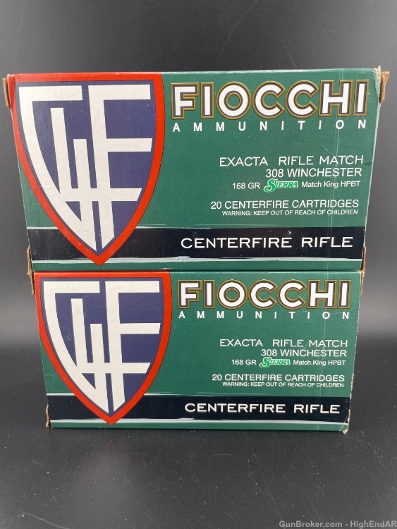 308 Winchester Fiocchi 168gr Sierra Match King HPBT 2-20rd Boxes-img-0