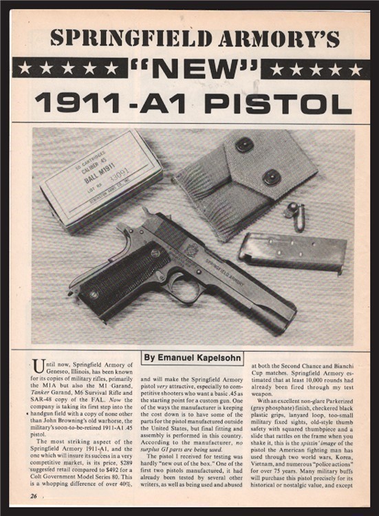 1986 SPRINGFIELD ARMORY New 1911-A1 Pistol 5-page Article-img-0