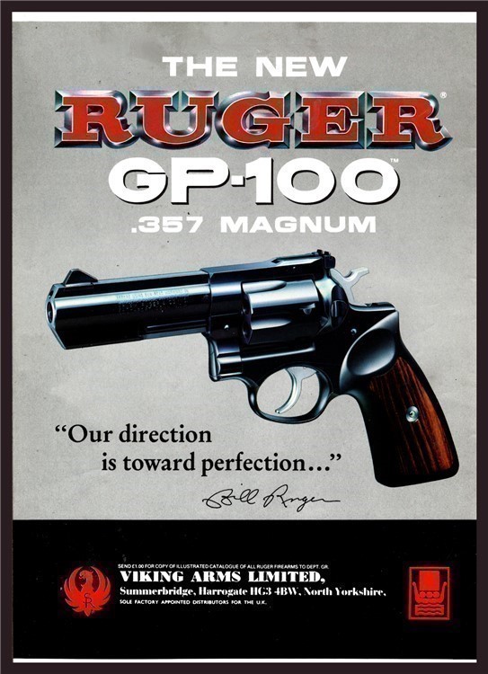 1988 RUGER GP-100 .35 Magnum Revolver PRINT British UK AD-img-0
