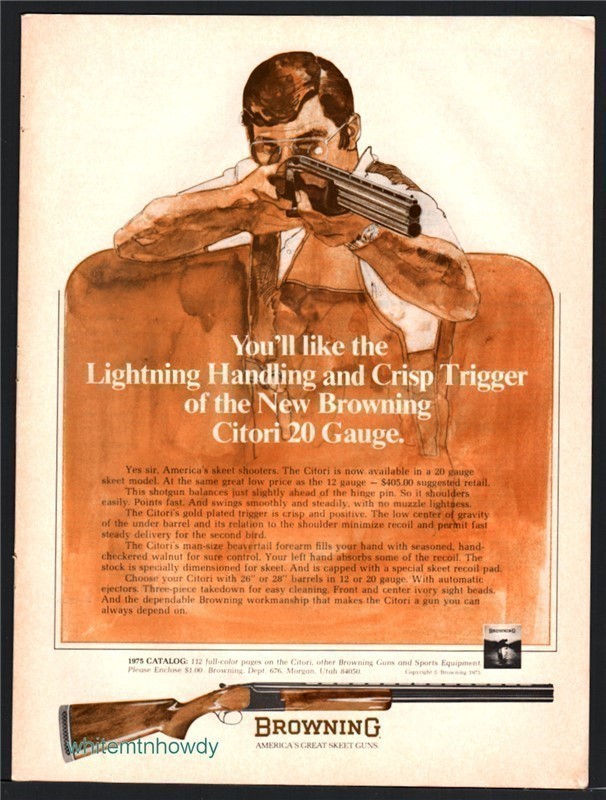 1975 BROWNING Citori 20 gauge Shotgun PRINT AD-img-0