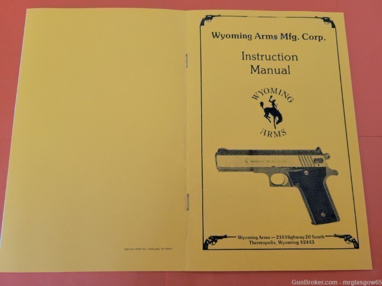 Wyoming Arms Parker Owners Instruction Manual (9mm,10mm,40,45,357)-img-0