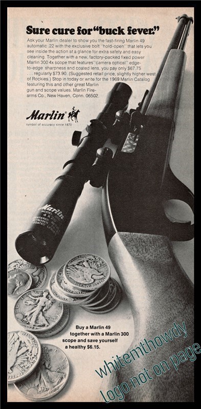 1969 MARLIN 49 Automatic .22 Rifle PRINT AD-img-0