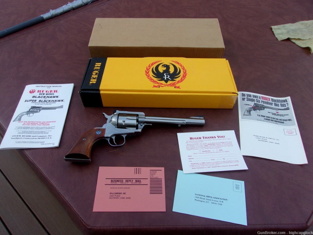 Ruger Blackhawk .357 Mag 6.5" Stainless SA Revolver 99% In Box 1989 $1START-img-1