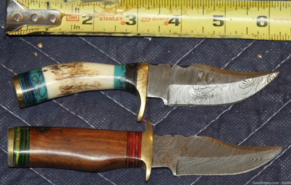 2 HANDMADE CUSTOM HUNTING KNIFE 6 INCH DAMASCUS STEEL 4342-img-0