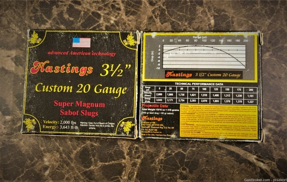 10 Rounds 20 Gauge 3.5" Super Magnum Sabot Slug Rounds. Rare Hastings-img-1