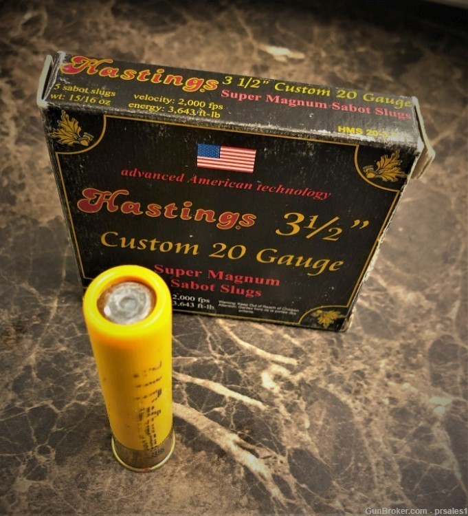 10 Rounds 20 Gauge 3.5" Super Magnum Sabot Slug Rounds. Rare Hastings-img-3