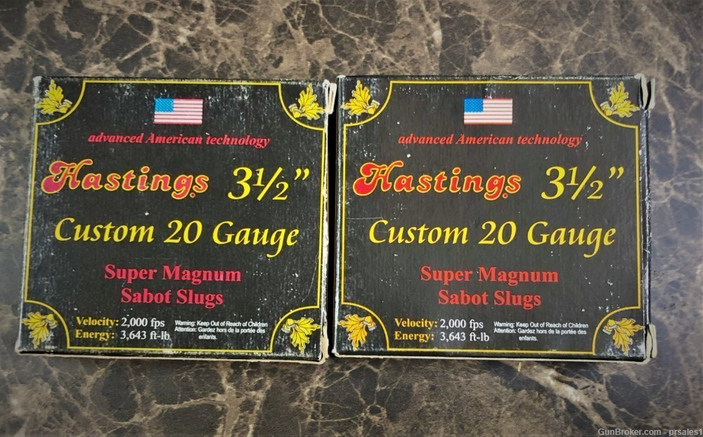 10 Rounds 20 Gauge 3.5" Super Magnum Sabot Slug Rounds. Rare Hastings-img-0