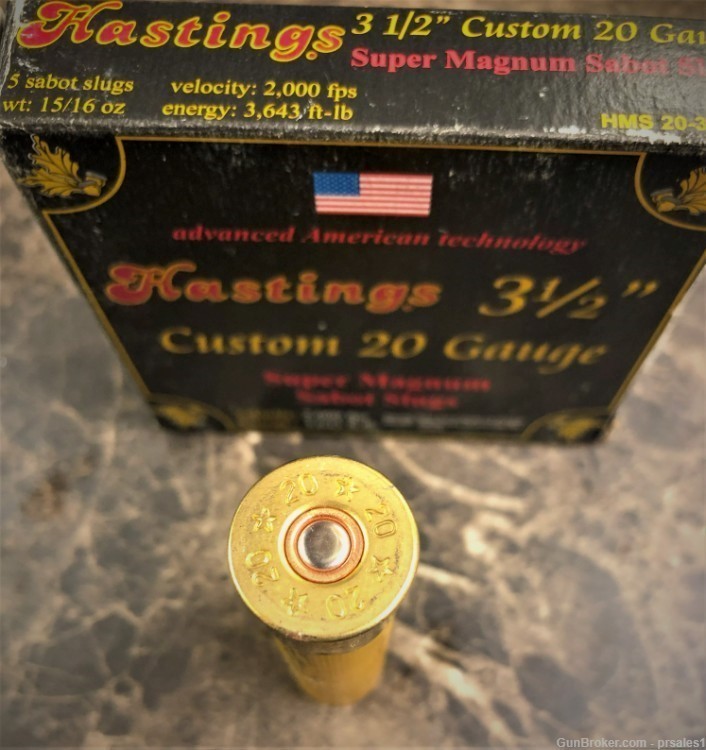 10 Rounds 20 Gauge 3.5" Super Magnum Sabot Slug Rounds. Rare Hastings-img-4