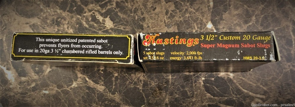 10 Rounds 20 Gauge 3.5" Super Magnum Sabot Slug Rounds. Rare Hastings-img-2