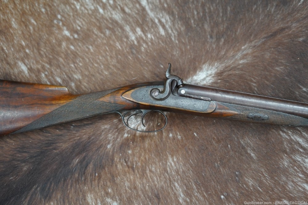 William Wood Worcester SxS Antique Double Percussion Shotgun Engraved Inlay-img-0