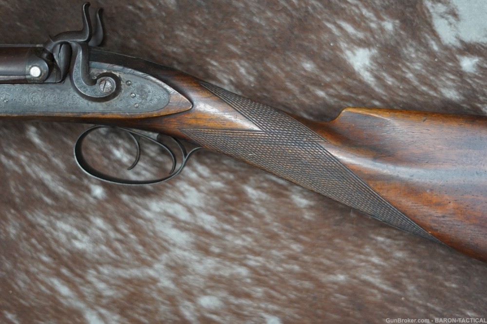 William Wood Worcester SxS Antique Double Percussion Shotgun Engraved Inlay-img-10