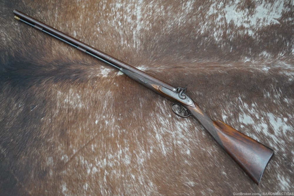 William Wood Worcester SxS Antique Double Percussion Shotgun Engraved Inlay-img-8