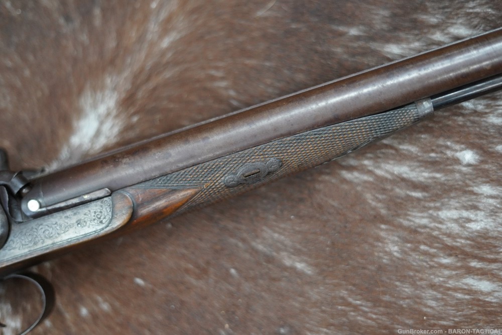 William Wood Worcester SxS Antique Double Percussion Shotgun Engraved Inlay-img-5