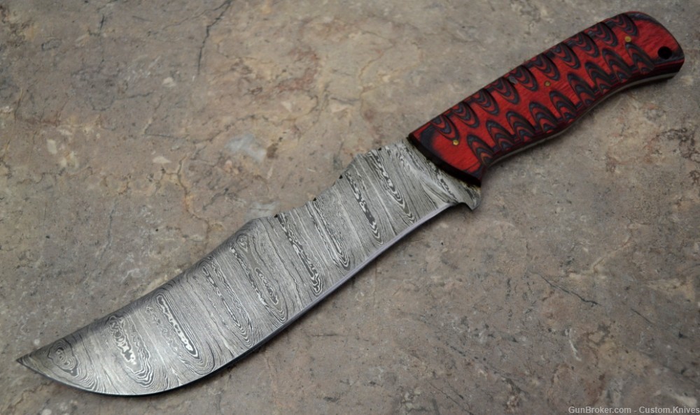 Custom Made Damascus Steel Hunting Knife with Pokka Wood Handle (SK 93)-img-1