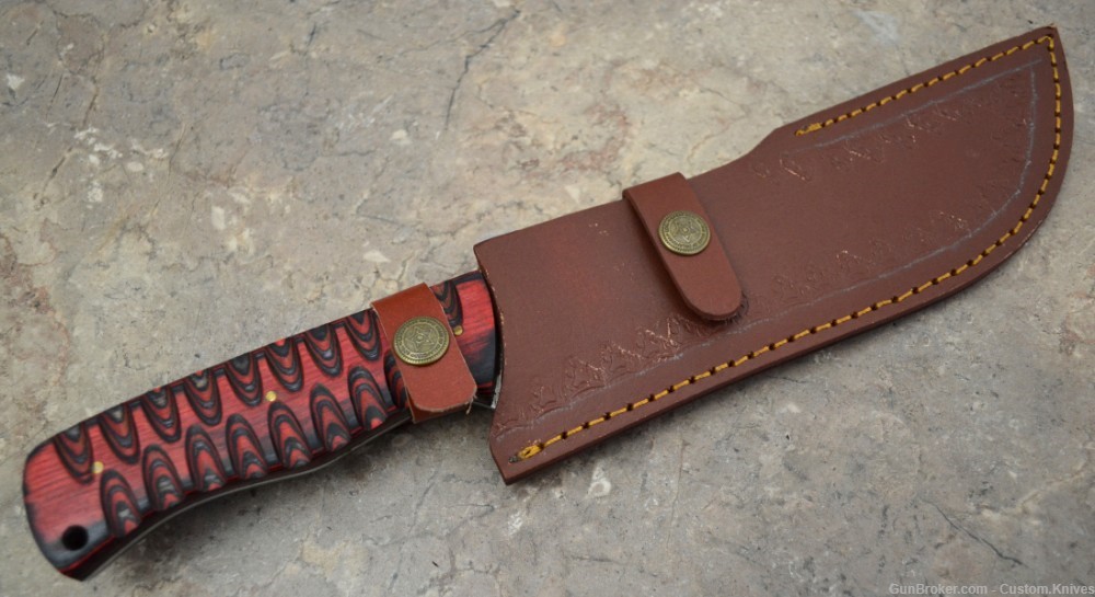 Custom Made Damascus Steel Hunting Knife with Pokka Wood Handle (SK 93)-img-8