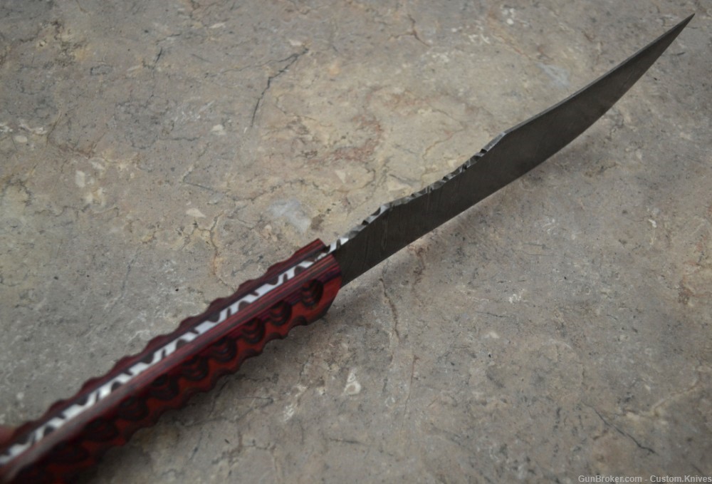 Custom Made Damascus Steel Hunting Knife with Pokka Wood Handle (SK 93)-img-7