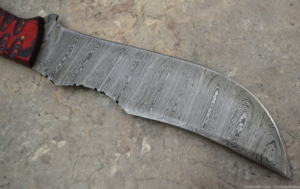 Custom Made Damascus Steel Hunting Knife with Pokka Wood Handle (SK 93)-img-3