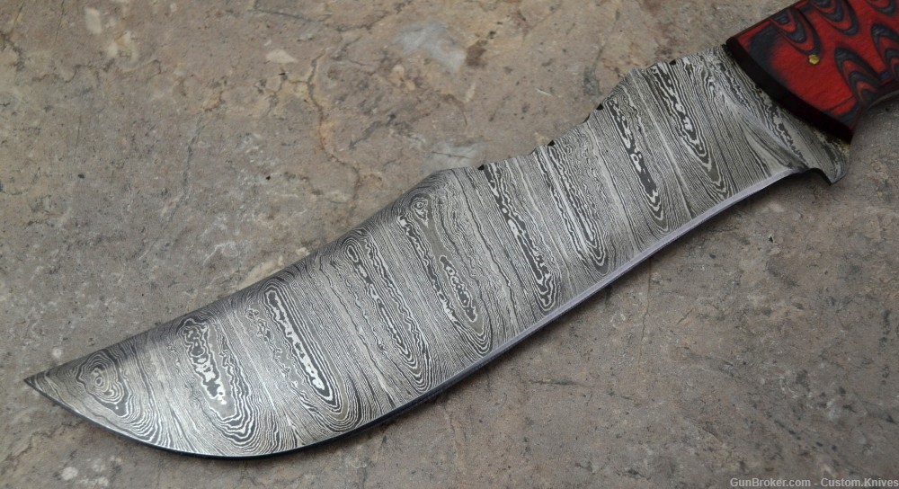 Custom Made Damascus Steel Hunting Knife with Pokka Wood Handle (SK 93)-img-2
