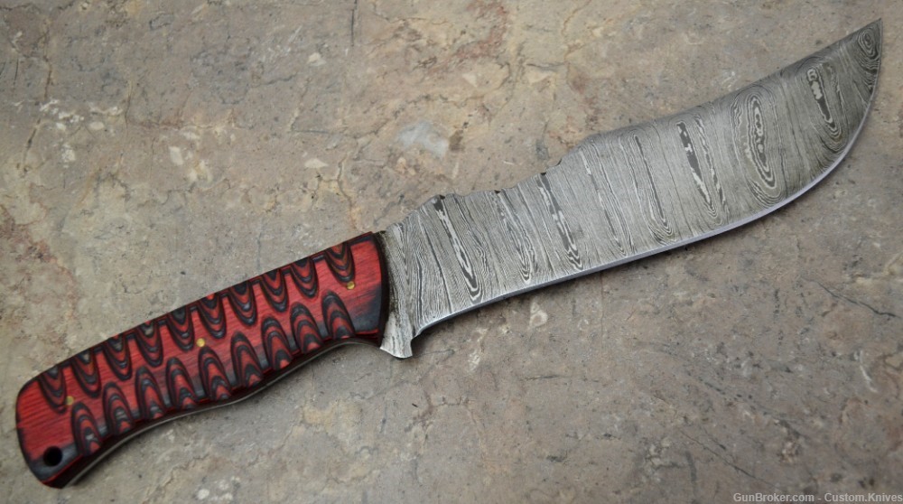 Custom Made Damascus Steel Hunting Knife with Pokka Wood Handle (SK 93)-img-4