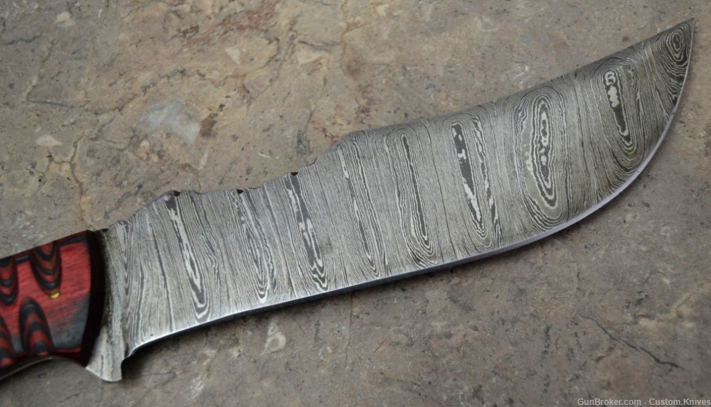 Custom Made Damascus Steel Hunting Knife with Pokka Wood Handle (SK 93)-img-5