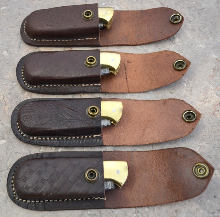 Damascus Steel Set of 4 Back LocK Pocket Knives with Wood Handle (LT FK BL)-img-8