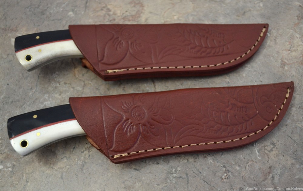 Custom Made Damascus Steel Set of 2 Hunting Knives with Mix Handle(LT-851)-img-7