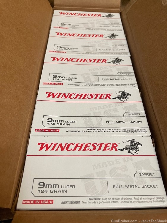 Winchester USA  9mm Luger 124 gr. FMJ 1140 fps Blowout! Bulk Sale! -img-0